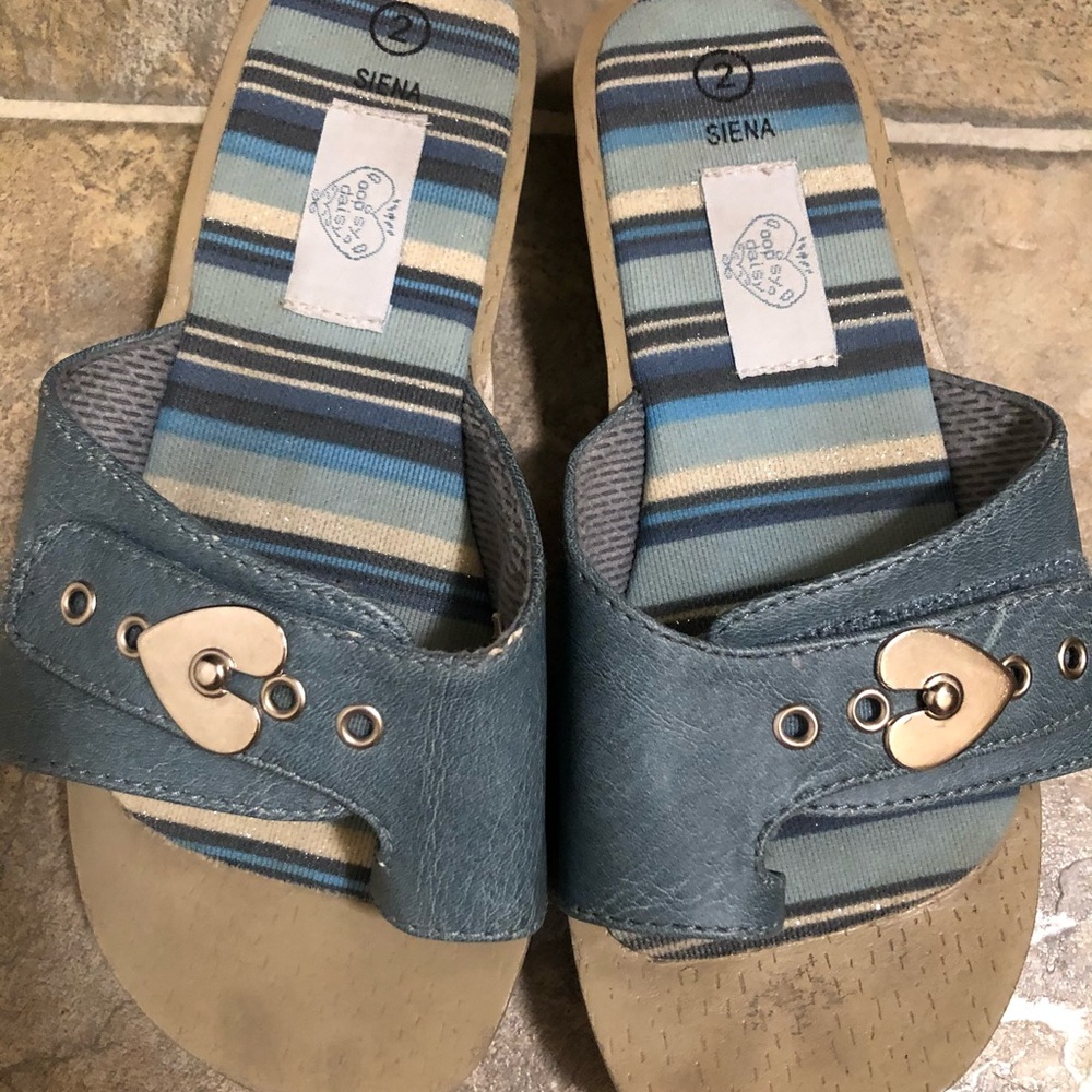 Blue Striped Sandals with Heart Detail